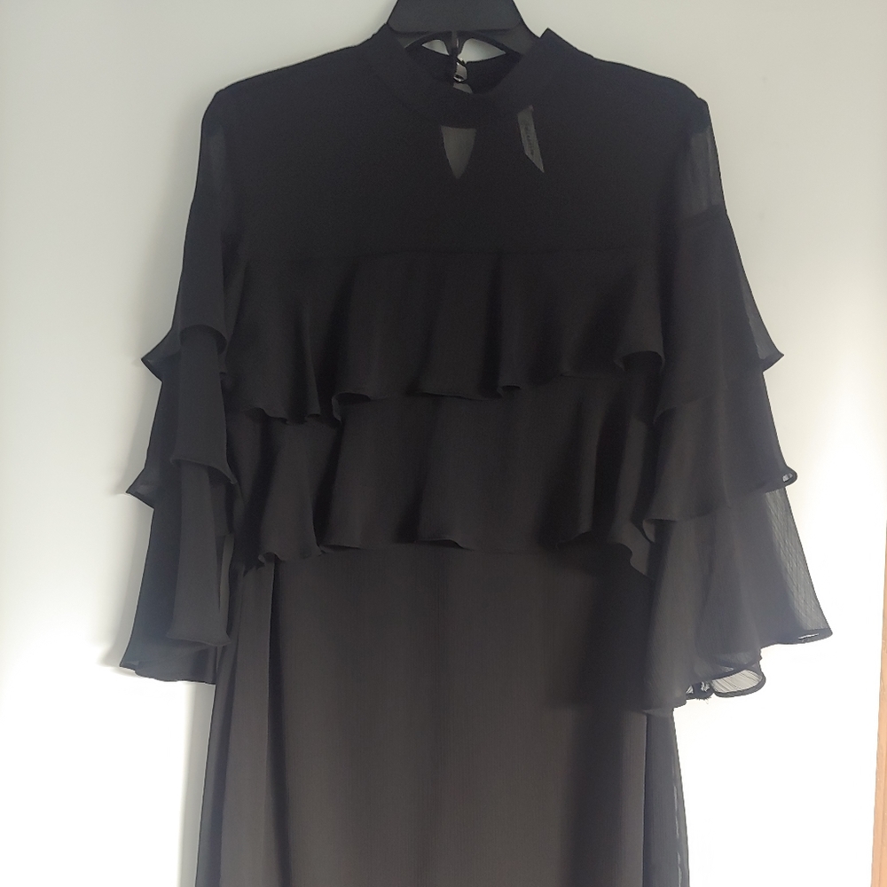 My collection black ruffle dress size M knee